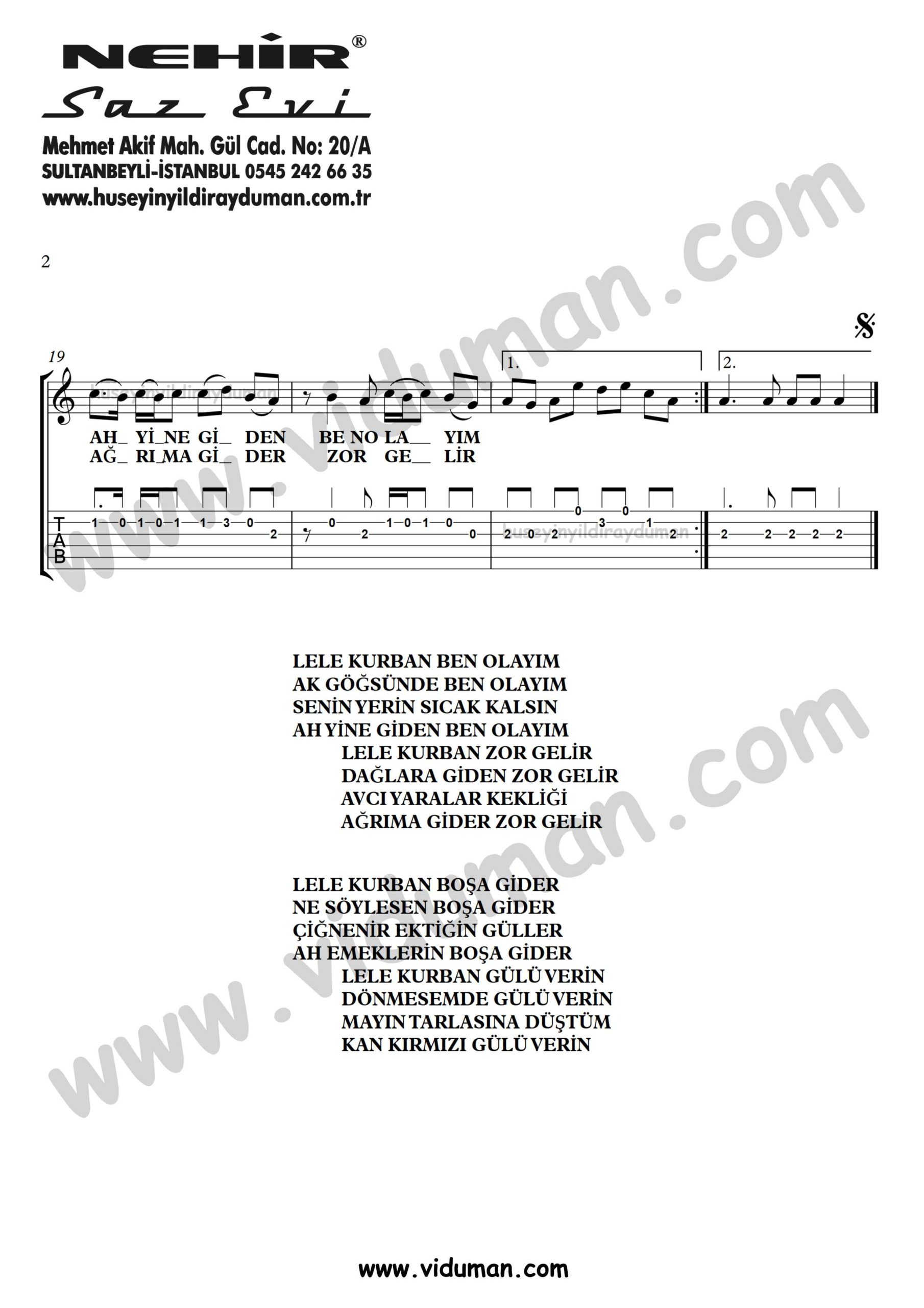 Kacakci Kurban_2-Ahmet Kaya-Gitar Tab-Solo Notalari