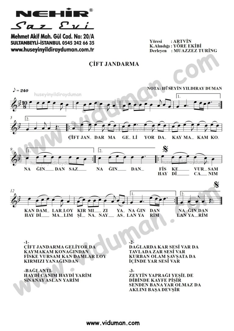 Cift-Jandarma-Baglama-Saz-Turku-Notalari