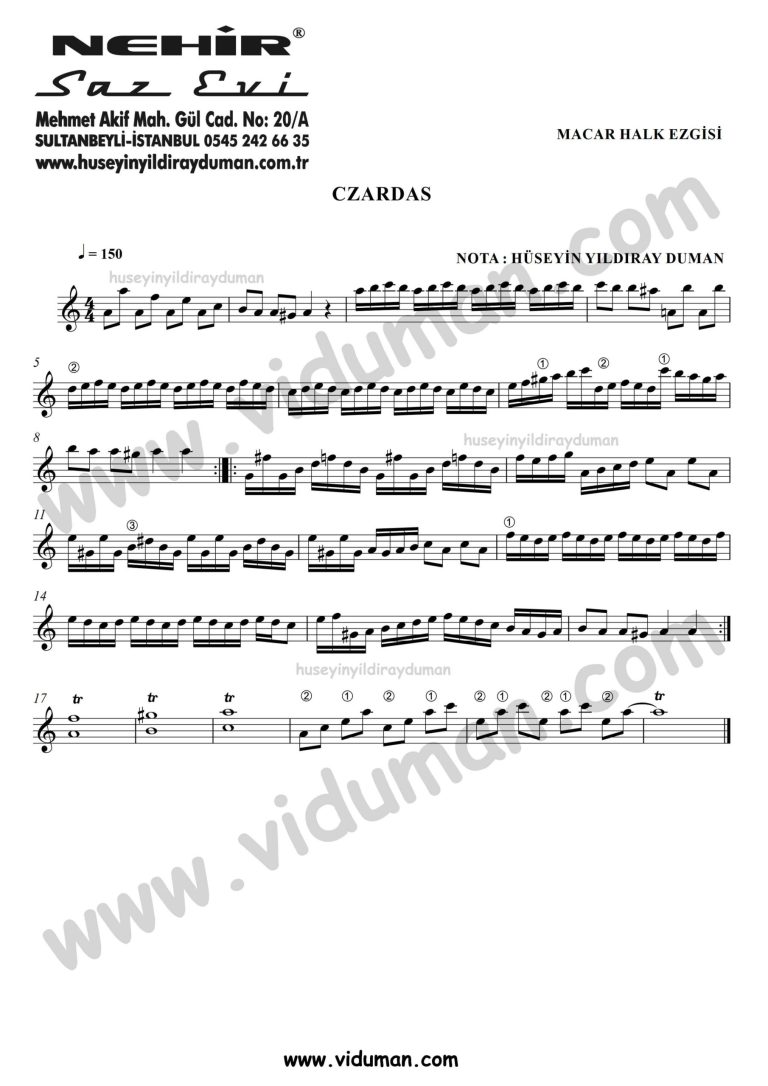 Czardas-Kisa-Sap-Baglama-Saz-Turku-Notalari