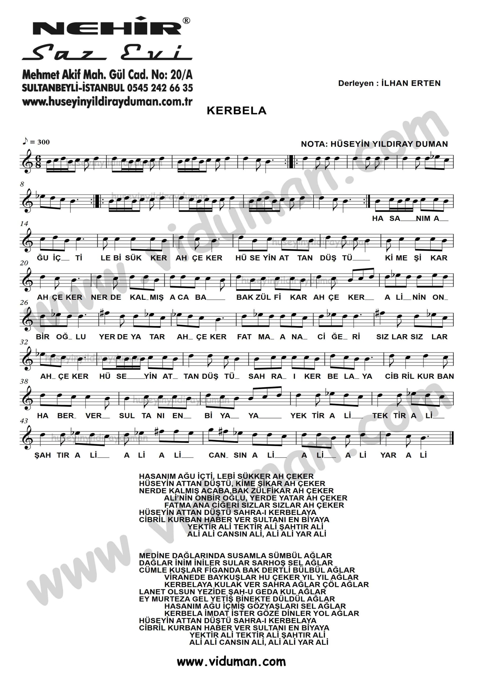 Kerbela-Baglama-Saz-Turku-Notalari