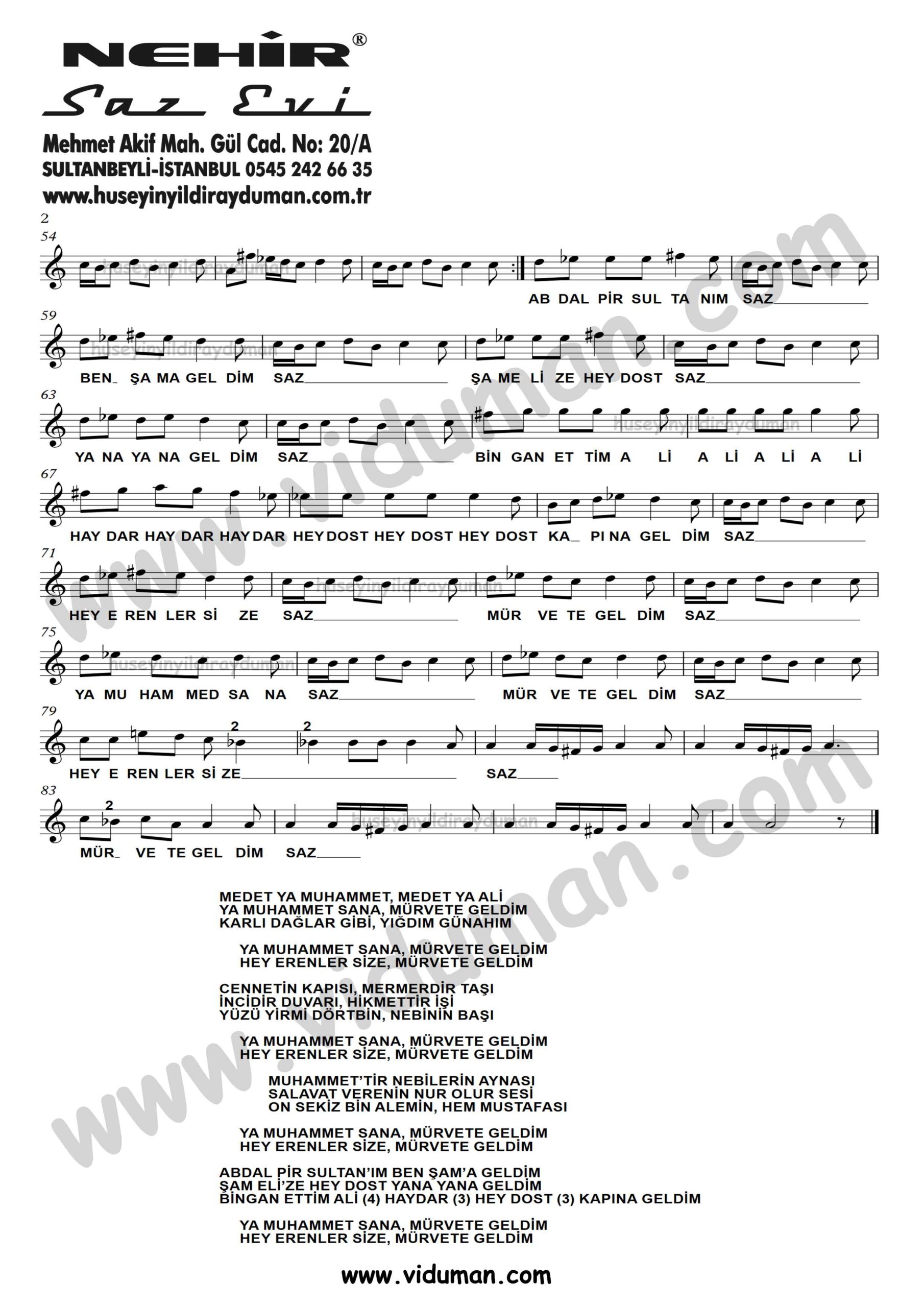 Ya Muhammet Sana Murvete Geldim_2-Baglama-Saz-Turku-Notalari