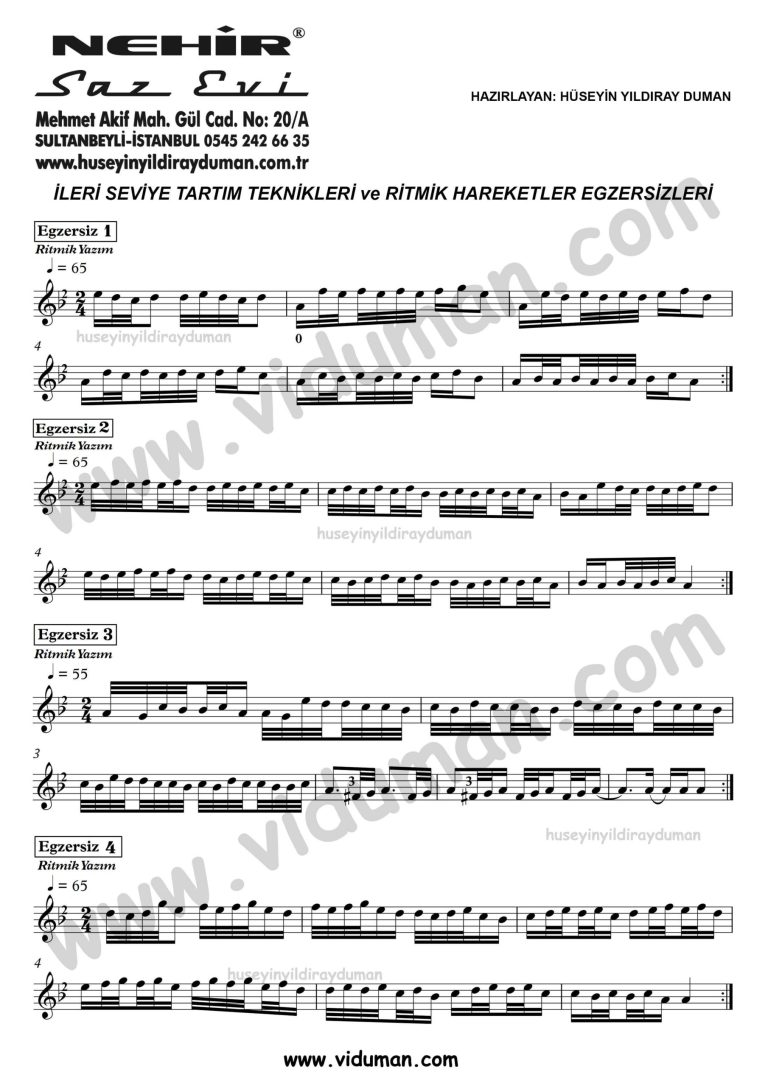 Kısa Sap Baglama Ritmik Hareketler Egzersiz Notalari 1