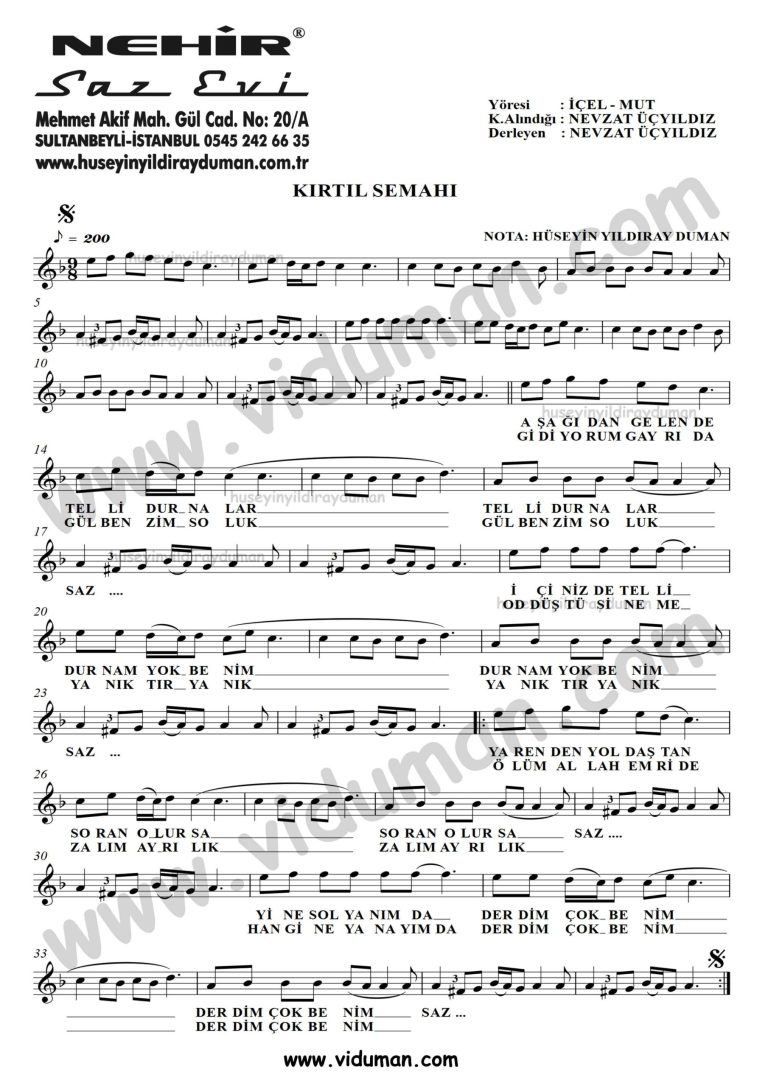 Kirtil Semahi_1-Baglama-Saz-Turku-Notalari